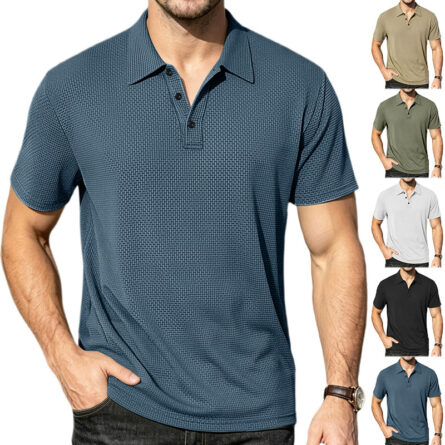 Ice-silk Short-sleeve Mens Lapel Large-size Polo Shirt - Image 4